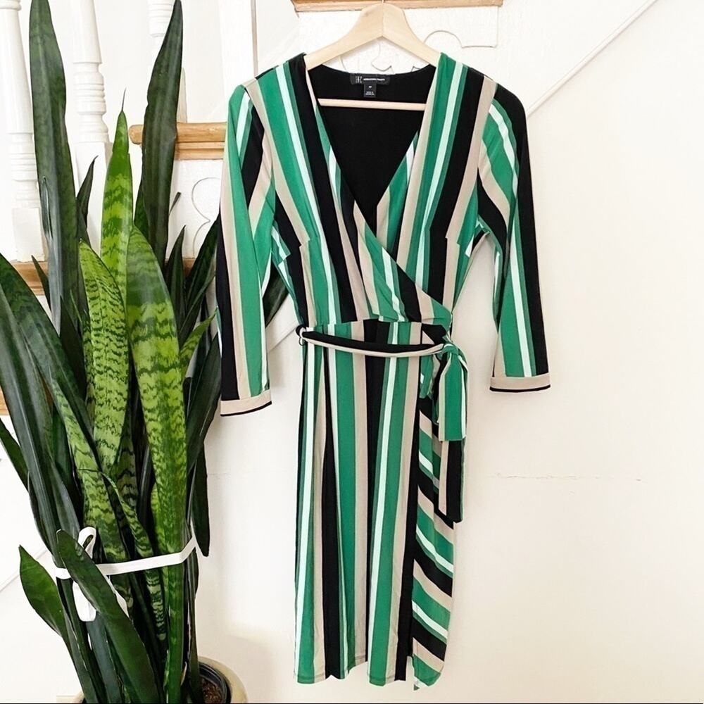 INC International Concepts green striped midi dress